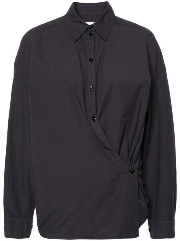 Straight Collar Twisted Shirt Dark Navy - LEMAIRE - BALAAN 1