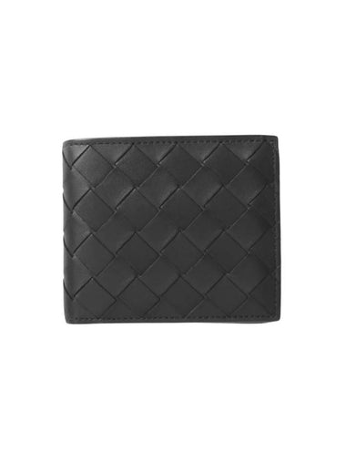 Intrecciato Coin Pocket Bifold Half Wallet Black - BOTTEGA VENETA - BALAAN 1