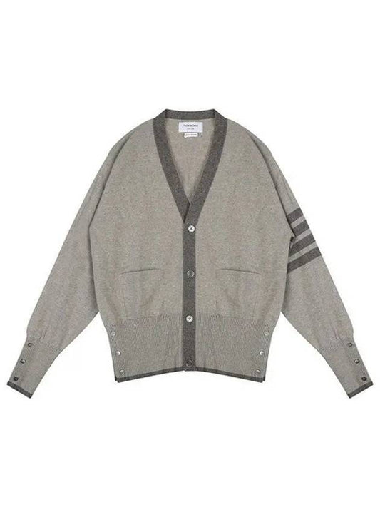 Men's Diagonal Armband Cashmere V-Neck Cardigan Beige - THOM BROWNE - BALAAN 2