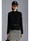 Women's Belted Wool Knit Top Black - MONCLER - BALAAN.