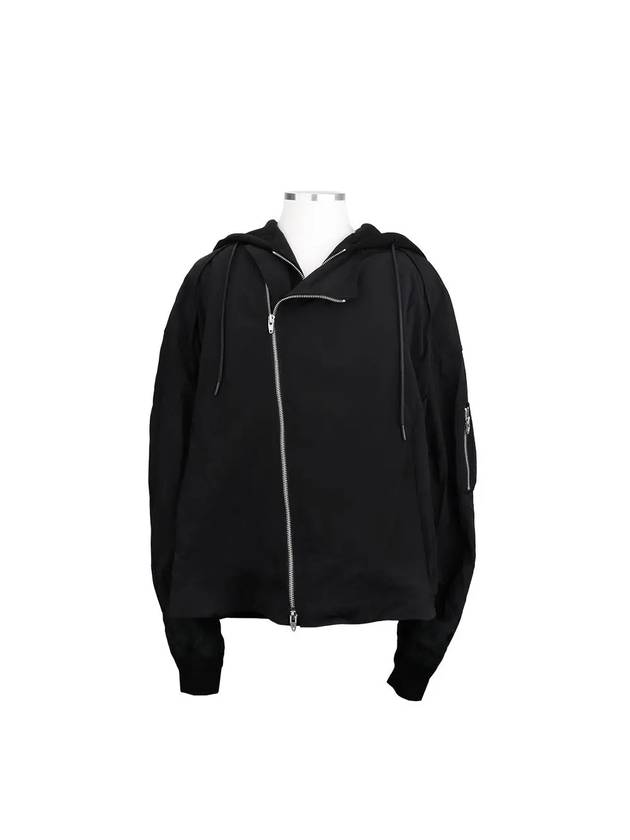 JC3739P115 BLACK hoodie MA 1 diagonal zip-up jacket - JUUN.J - BALAAN 1