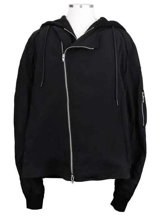 JC3739P115 BLACK hoodie MA 1 diagonal zip-up jacket - JUUN.J - BALAAN 2