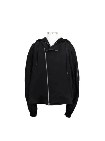 Diagonal Zip-Up Hoodie Black - JUUN.J - BALAAN 1