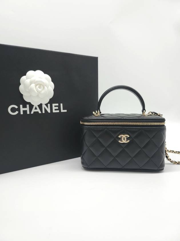 Gold Hardware Chain Lambskin Cosmetic Cross Bag Black - CHANEL - BALAAN 2