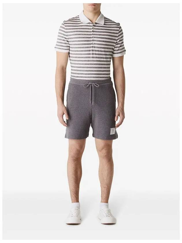 Men's Textured Cotton Shorts Grey - THOM BROWNE - BALAAN 4