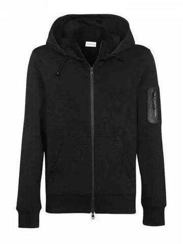 Pocket logo hooded zip up black men s jacket 233384 - MONCLER - BALAAN 1