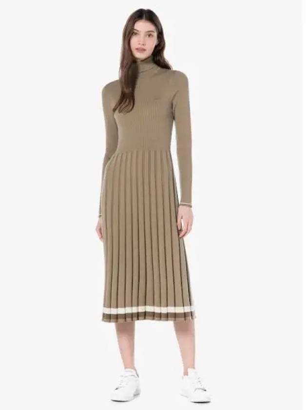 Women s hem color matching turtleneck sweater dress EF184E 53N CB8 Domestic product GQ2N23082933189 - LACOSTE - BALAAN 1