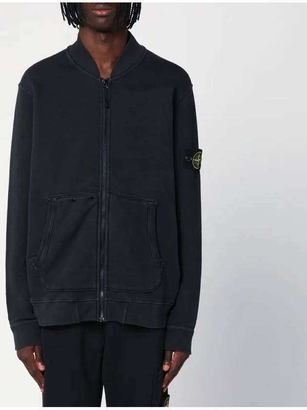 Logo Patch Zip Up Jacket Black - STONE ISLAND - BALAAN 3