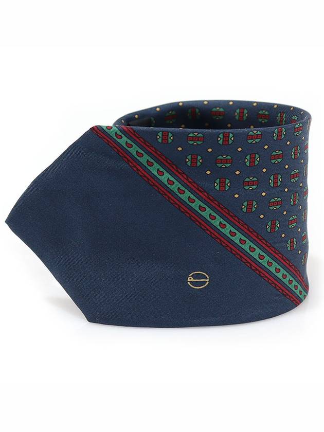 100 silk navy multi pattern tie - DUNHILL - BALAAN 1