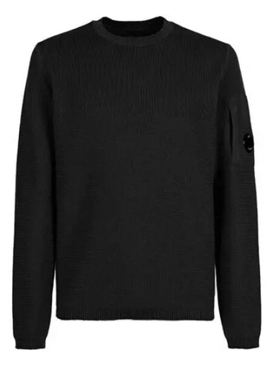 Sea Island Lens Crew Neck Knit Top Black - CP COMPANY - BALAAN 2