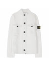 Men's Wappen Pocket Button Cardigan White - STONE ISLAND - BALAAN 1