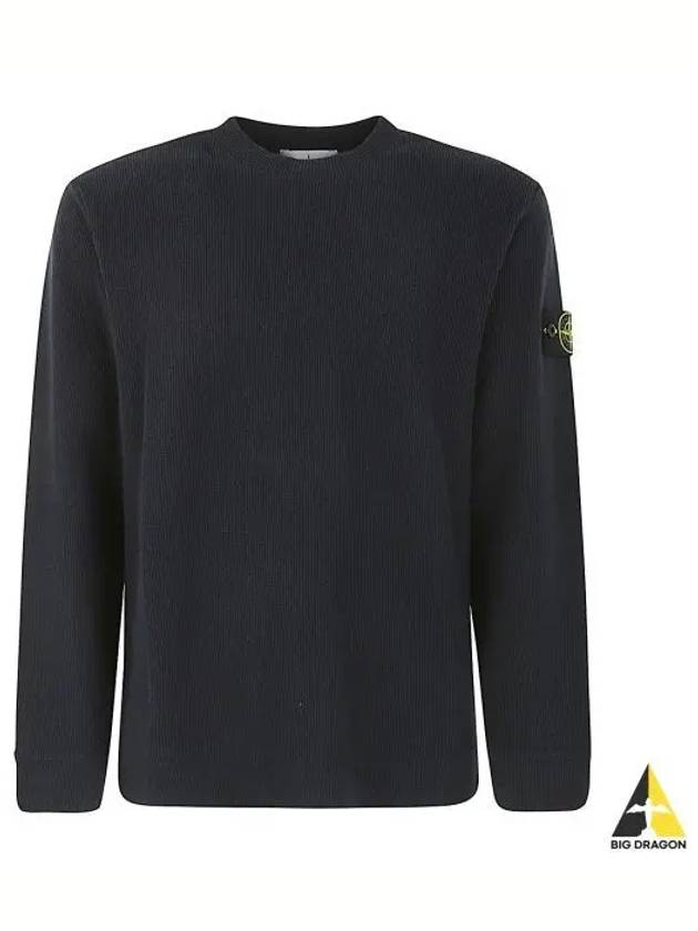 Compass Badge Crew Neck Ribbed Cotton Knit Top Navy - STONE ISLAND - BALAAN 2