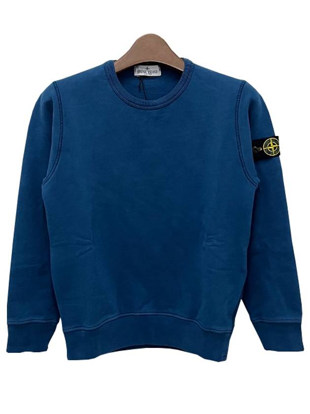 Kids Organic Cotton Fleece Sweatshirt Blue - STONE ISLAND - BALAAN 3