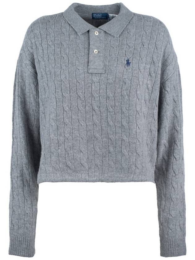 Ralph Lauren Gray Wool And Cashmere Braided Polo Shirt - RALPH LAUREN - BALAAN 1