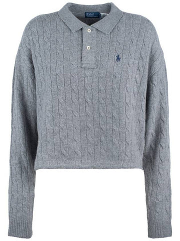 Ralph Lauren Gray Wool And Cashmere Braided Polo Shirt - RALPH LAUREN - BALAAN 1