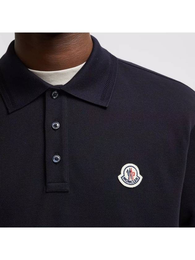 Logo Patch Polo Shirt Navy - MONCLER - BALAAN 3