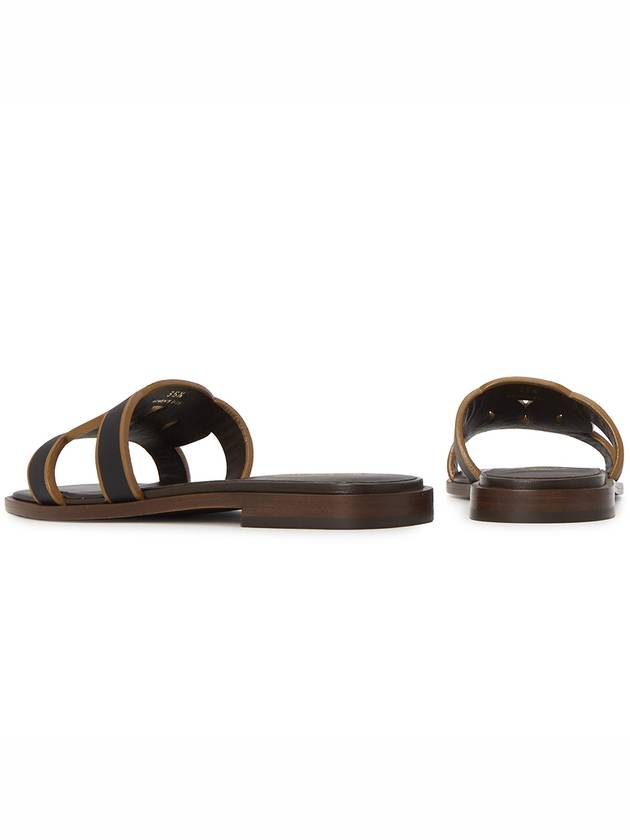 Women's Chain Flat Sandals Slippers Black - TOD'S - BALAAN.