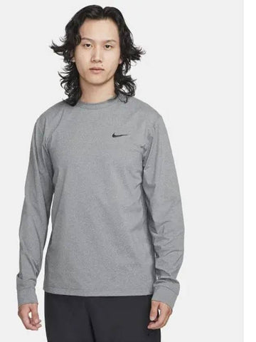 Dry Fit UV High Bus Long Sleeve Fitness Top M Smoke Gray Heather Black FB8584 084 - NIKE - BALAAN 1