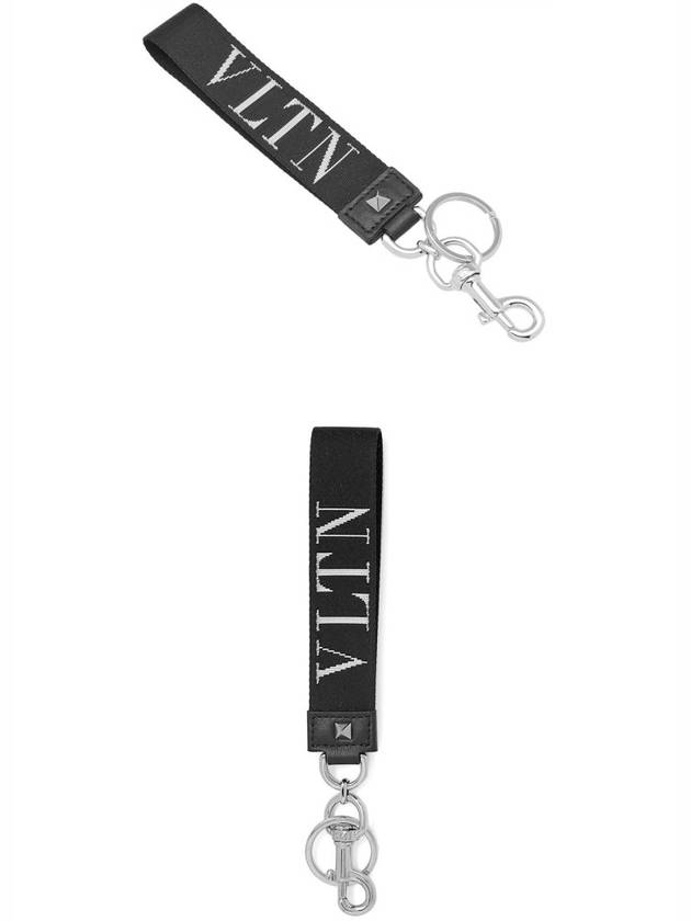 VLTN embroidered key holder black - VALENTINO - BALAAN.