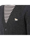 Baby Fox Patch Cosy Cardigan Dark Grey - MAISON KITSUNE - BALAAN 3