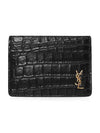 Monogram Logo Crocodile Card Wallet Black - SAINT LAURENT - BALAAN 4