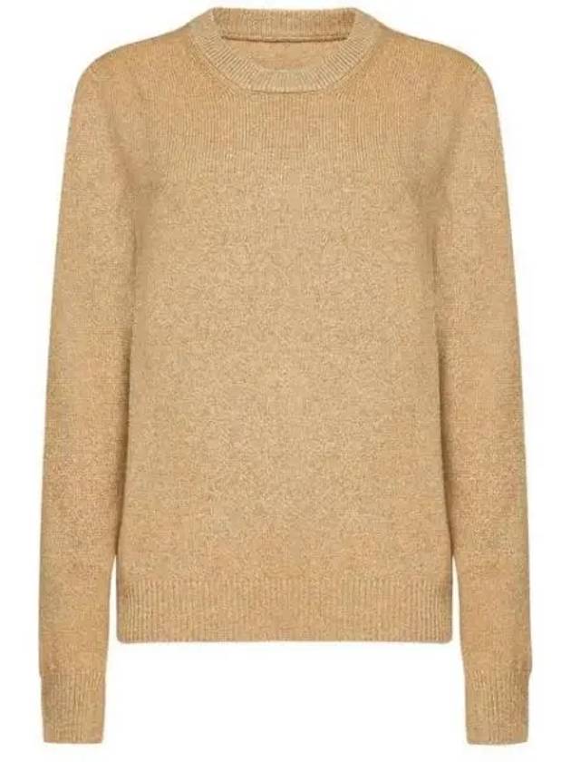 Stitched Round Neck Wool Knit Top Beige - MAISON MARGIELA - BALAAN 2