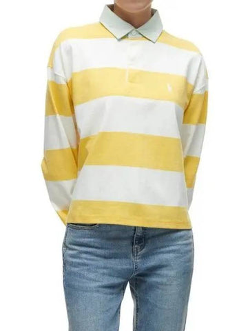 W Striped Cropped Jersey Rugby Shirt Yellow - POLO RALPH LAUREN - BALAAN 1