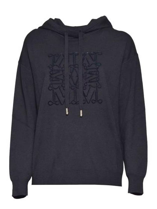 Embroidered Logo Drawstring Hoodie Black - MAX MARA - BALAAN 1