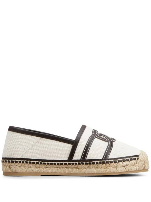 Kate Canvas Leather Espadrilles Shoes White - TOD'S - BALAAN 1