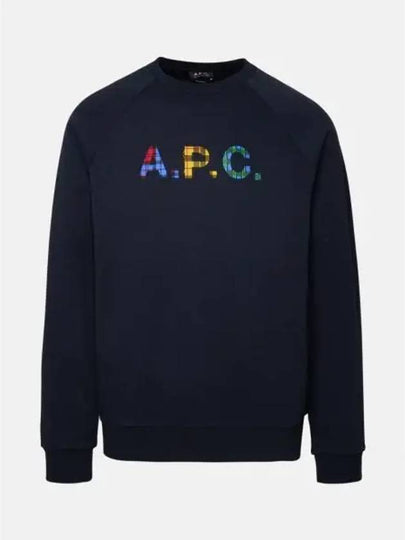 Shaun Tartan Check Logo Sweatshirt Navy - A.P.C. - BALAAN 2