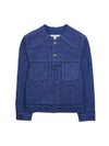 Collarless Distressed Cotton Denim Jacket Blue - MAISON MARGIELA - BALAAN 2