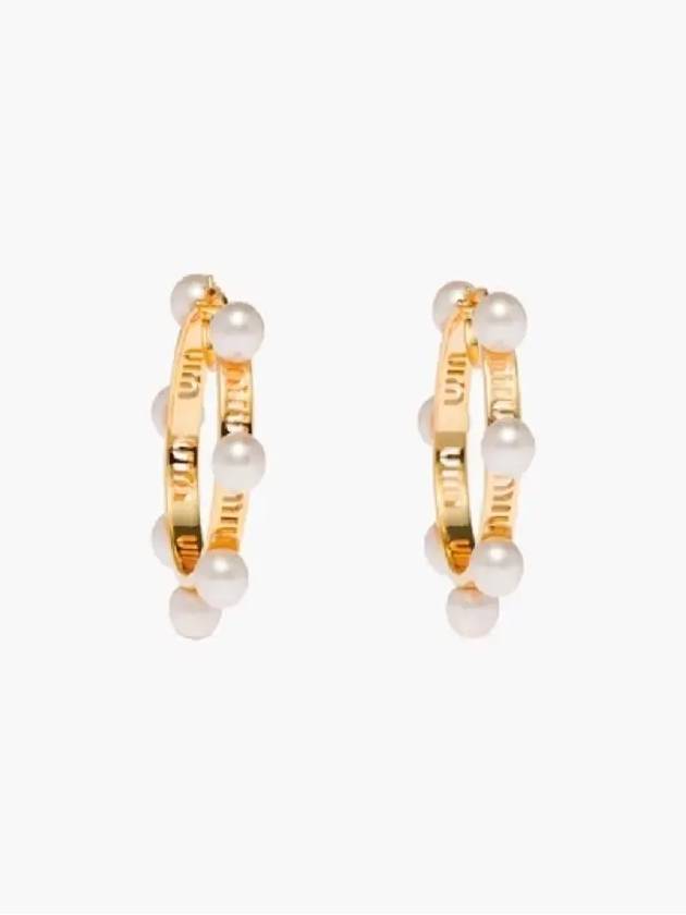 Metal Pearl Earrings Gold - MIU MIU - BALAAN 3