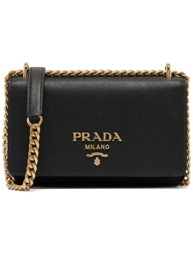 Saffiano Pocono Chain Shoulder Bag Black - PRADA - BALAAN 3