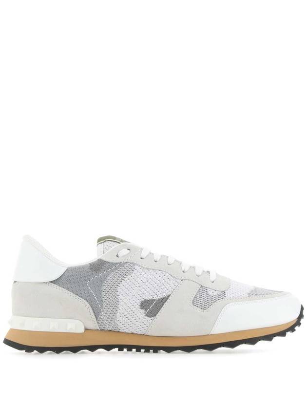 Camouflage Pattern Rockrunner Low Top Sneakers White - VALENTINO - BALAAN 1