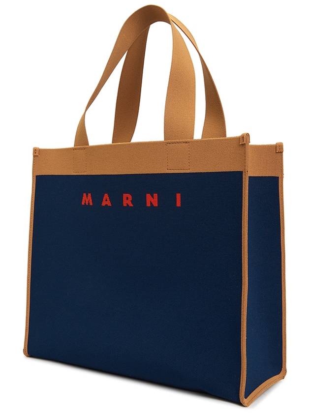 Colorblock Jacquard Tote Bag Navy - MARNI - BALAAN 4