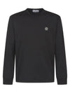 Chest Patch Long Sleeve T-Shirt Black - STONE ISLAND - BALAAN 3