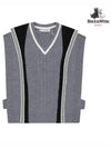 Women s loose fit V neck knit vest 2004LXVW GREY - BLACK&WHITE - BALAAN 1