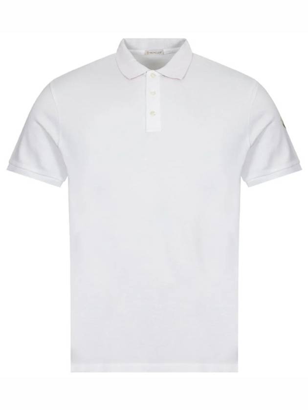 Neck Logo Patch Print Polo Shirt White - MONCLER - BALAAN 2