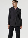 Women's Italian Wool Diagonal Button Single Jacket Twill Grey - RS9SEOUL - BALAAN 4