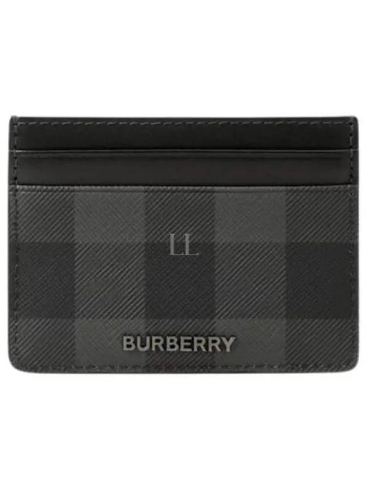 Check Leather Card Case Charcoal - BURBERRY - BALAAN 2