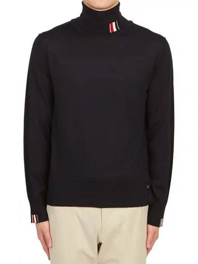 Striped Fine Merino Jersey Turtleneck Navy - THOM BROWNE - BALAAN 2