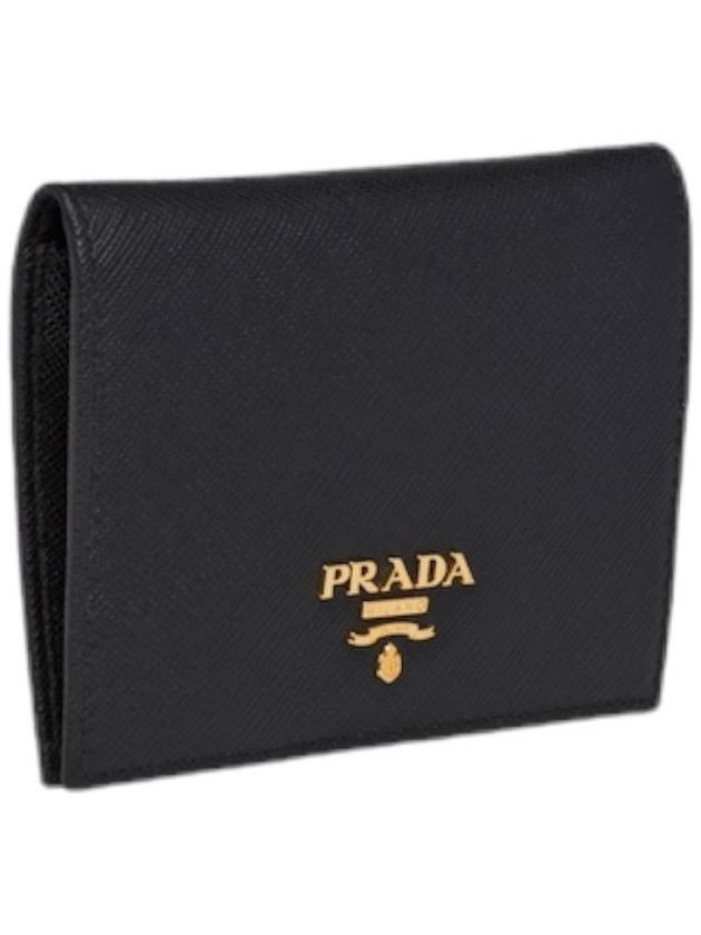 Saffiano Metal Logo Gold Fold Wallet Black - PRADA - BALAAN 6