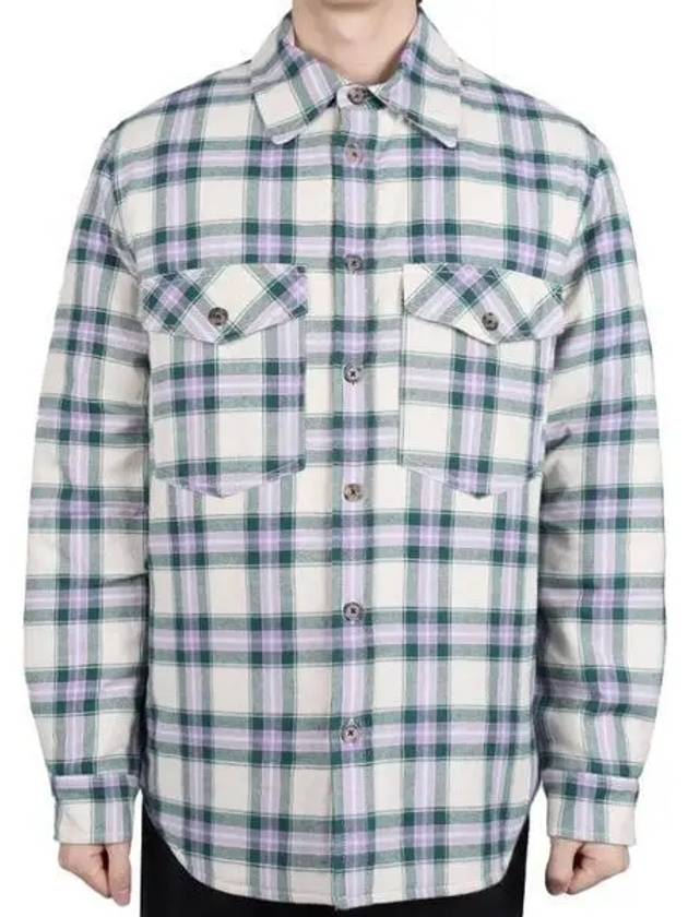 Checked Cotton Long Sleeve Shirt Green Lilac - ISABEL MARANT - BALAAN 2