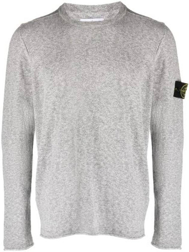 Logo Patch Crew Neck Cotton Nylon Knit Top Heather Grey - STONE ISLAND - BALAAN 1