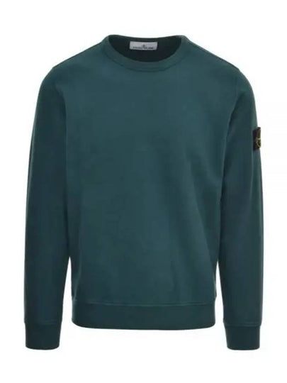 Brushed Cotton Fleece Garment Dyed Crewneck Sweatshirt Dark Teal Green - STONE ISLAND - BALAAN 2