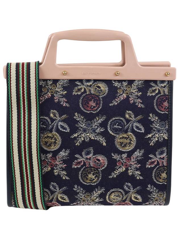 Embroided Logo Jacquard Tote Bag Navy - ETRO - BALAAN 3