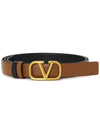 Reversible V logo signature leather belt brown black - VALENTINO - BALAAN 3