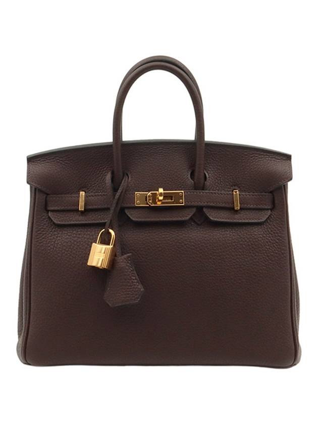 Chocolate Togo gold plated Birkin 25 tote bag D engraved - HERMES - BALAAN 1