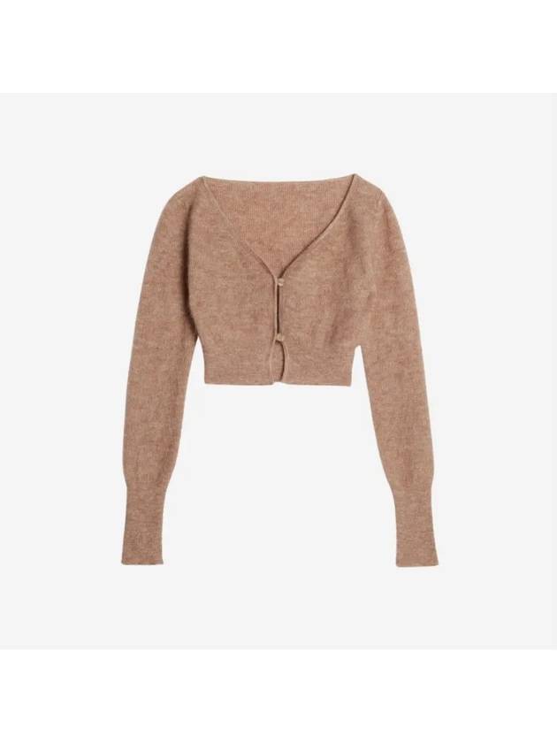 Le Alzou Cropped Mohair Cardigan Light Brown - JACQUEMUS - BALAAN 3