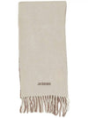 L'echarpe Moisson Embroidered Logo Alpaca Wool Muffler Beige - JACQUEMUS - BALAAN 3